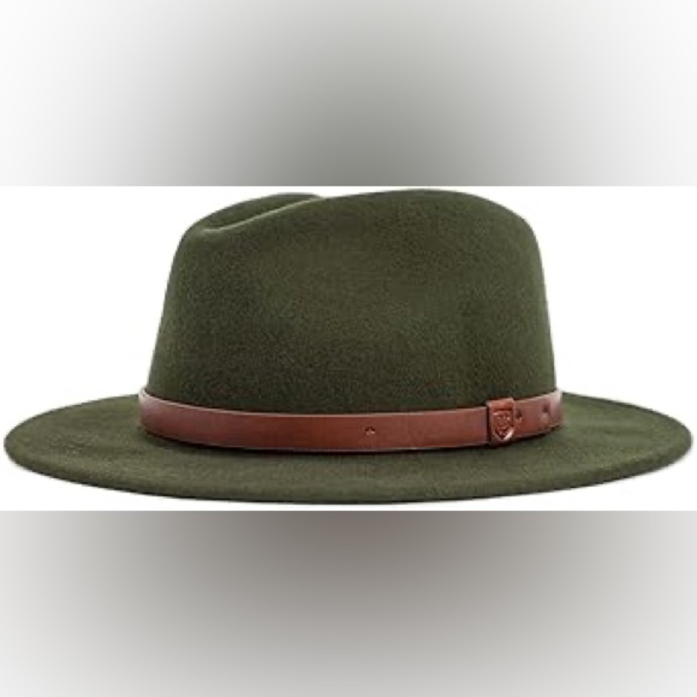 Brixton Messer Fedora Hat in Forest Green Wool with Leather Band